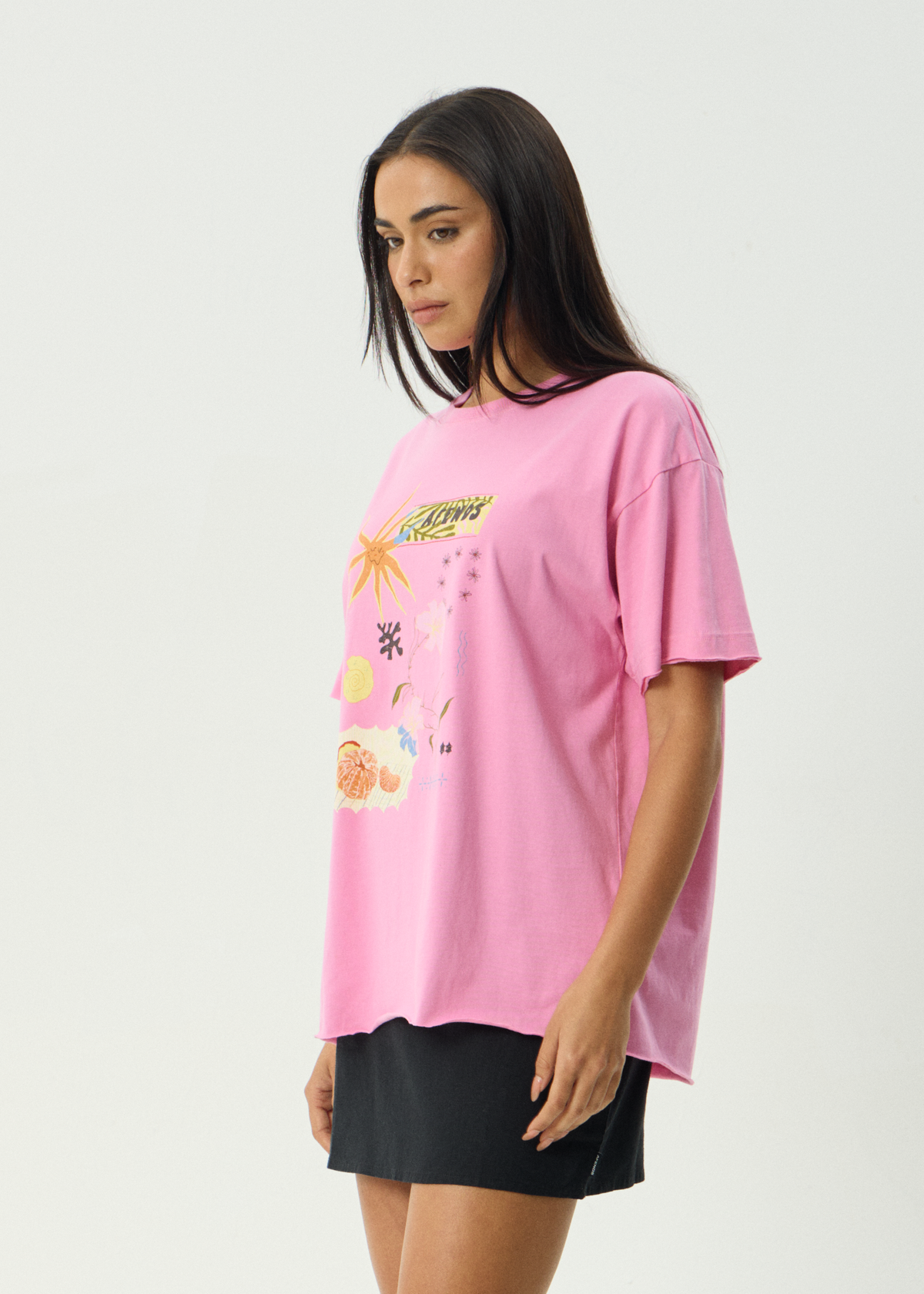 AFENDS Womens Amalfi - Oversized Tee - Pink