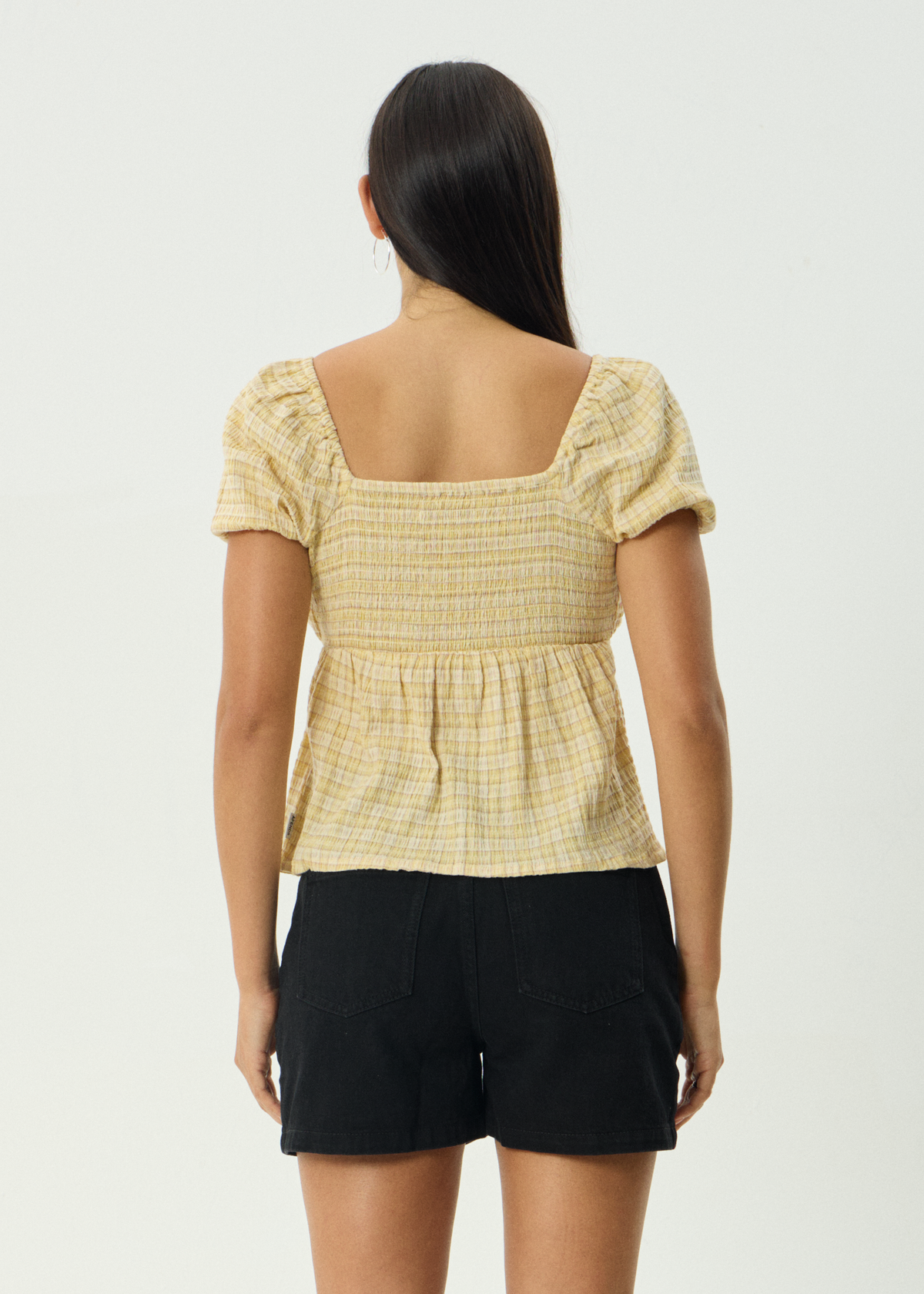 AFENDS Womens Sunday - Seersucker Top - Lemon Check