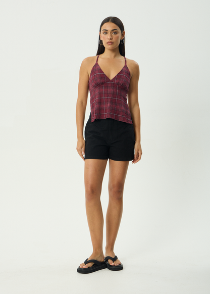 AFENDS Womens Eboni - Seersucker Check Top - Port Check