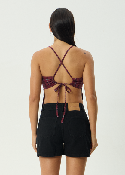 AFENDS Womens Eboni - Seersucker Check Top - Port Check