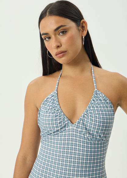 AFENDS Womens Evans - One Piece - Overcast Check