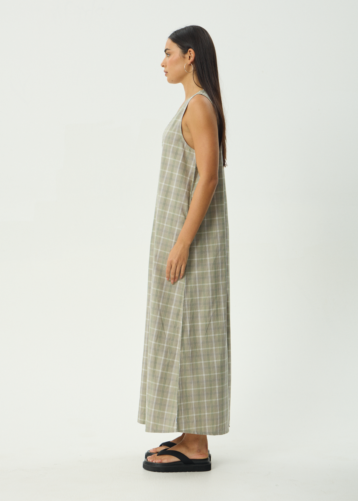 AFENDS Womens Scout - Maxi Dress - Olive Check