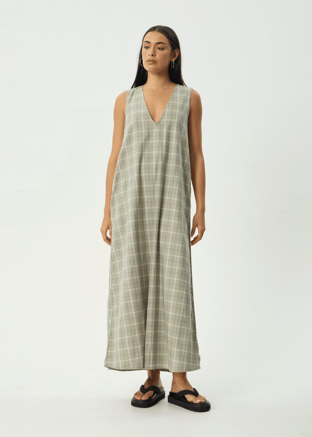 AFENDS Womens Scout - Maxi Dress - Olive Check