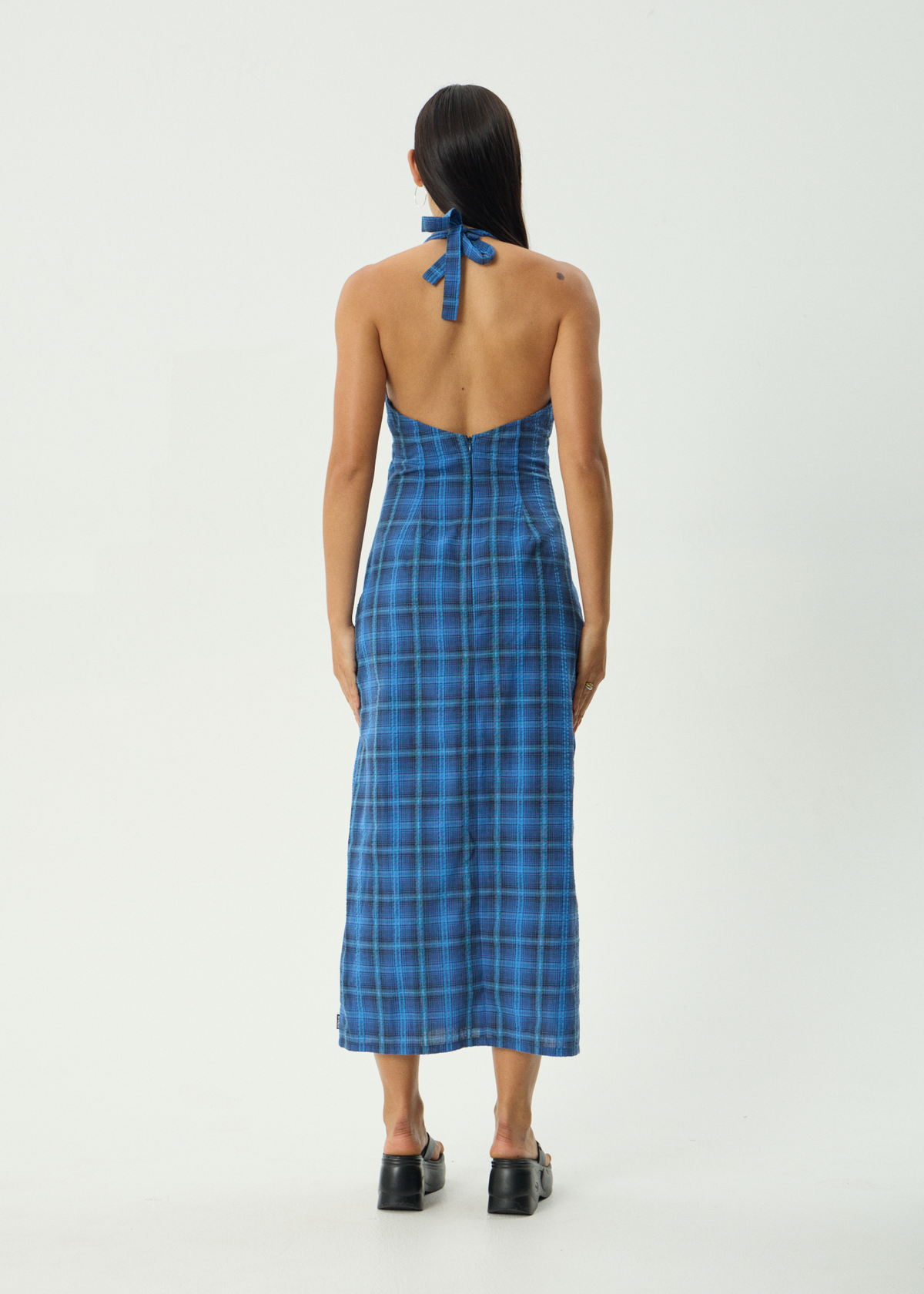 AFENDS Womens Camden - Seersucker Maxi Dress - Marina Check