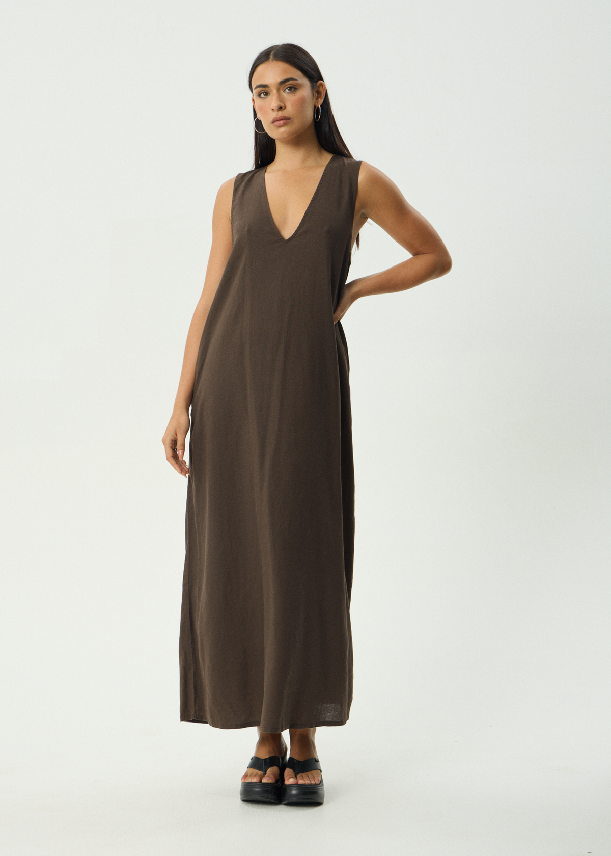 AFENDS Womens Lilo - Maxi Dress - Coffee