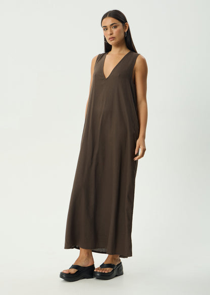 AFENDS Womens Lilo - Maxi Dress - Coffee