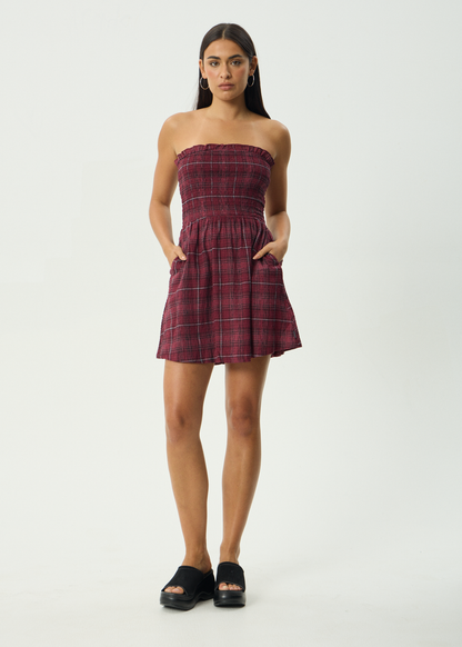 AFENDS Womens Eboni - Seersucker Mini Dress - Port Check