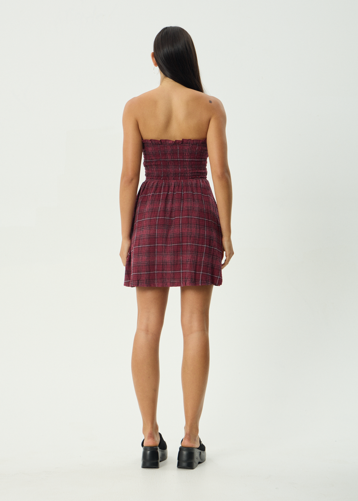 AFENDS Womens Eboni - Seersucker Mini Dress - Port Check