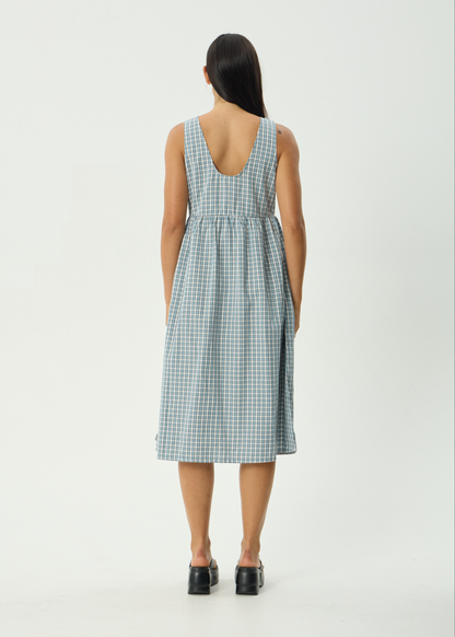 AFENDS Womens Evans - Check Midi Dress - Overcast Check