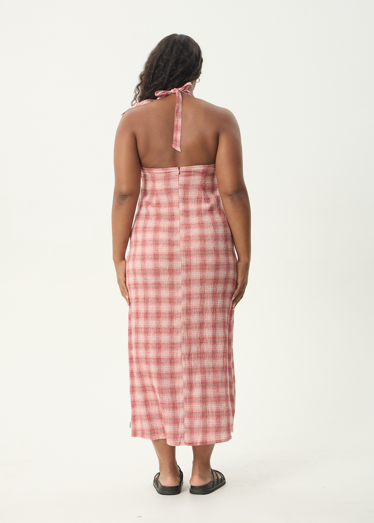 AFENDS Womens Andy - Seersucker Maxi Dress - Red Check