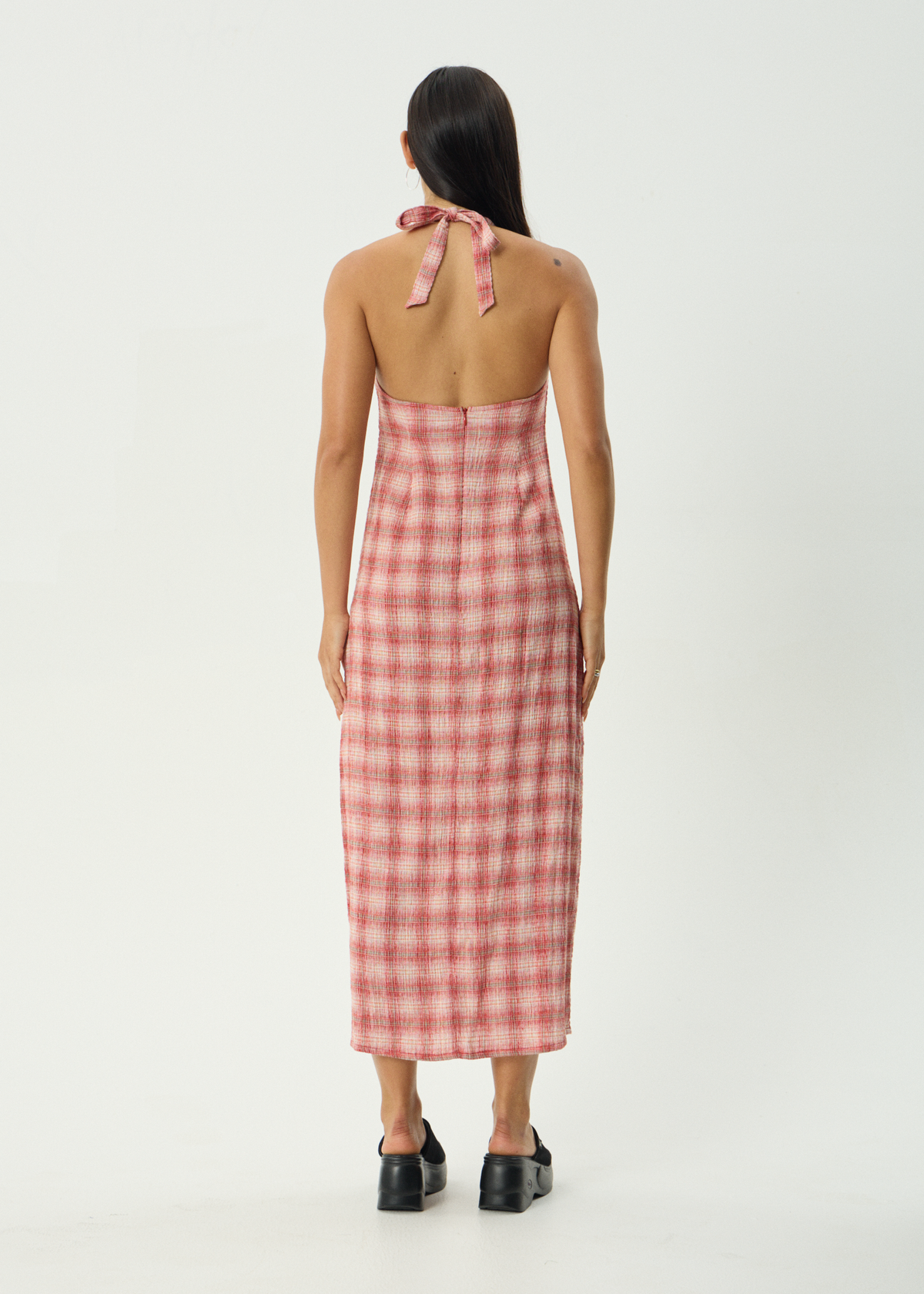 AFENDS Womens Andy - Seersucker Maxi Dress - Red Check