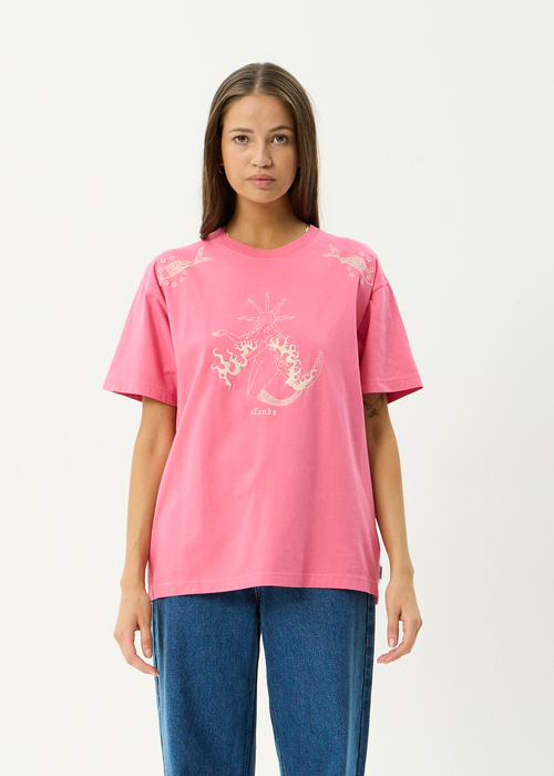 AFENDS Womens Sea Siren - Oversized Tee - Washed Raspberry