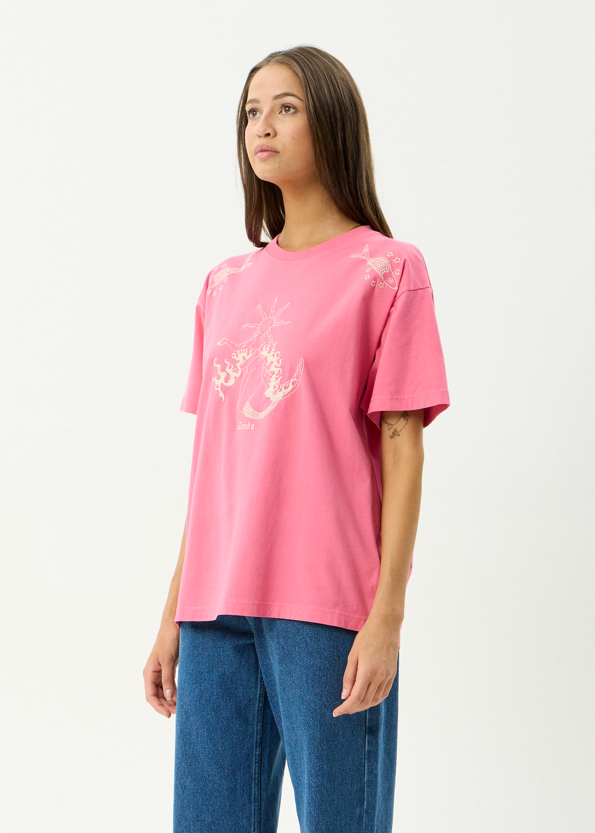 AFENDS Womens Sea Siren - Oversized Tee - Washed Raspberry