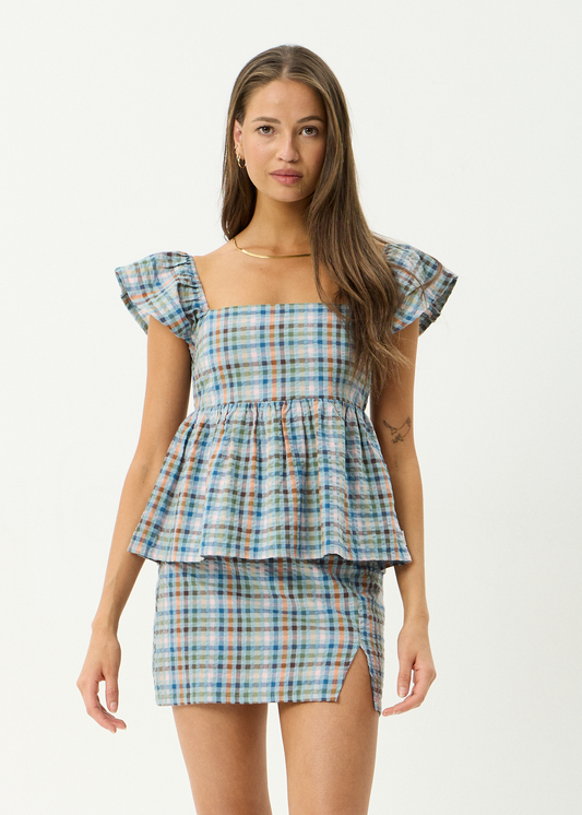 AFENDS Womens Amelie Check - Seersucker Top - Multi