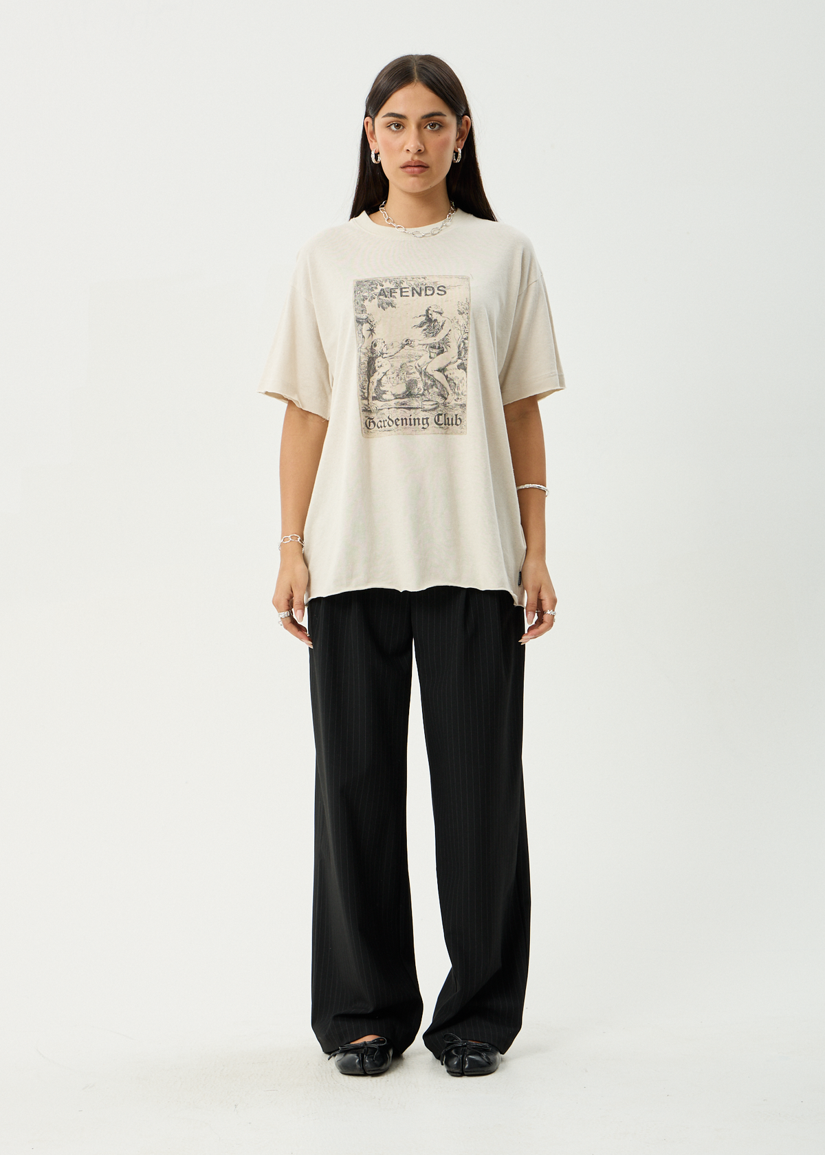 AFENDS Womens Temptation - Oversized Tee - Moonbeam
