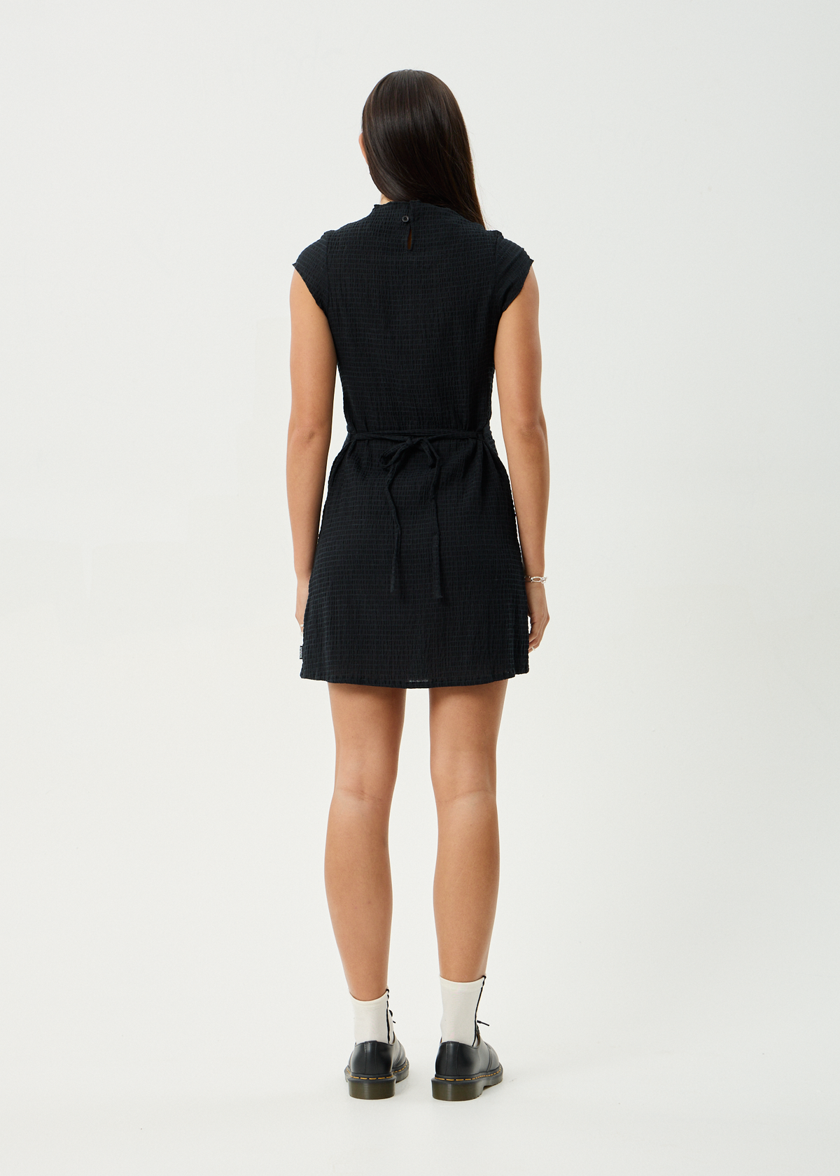 AFENDS Womens Elodie - Seersucker Mini Dress - Black