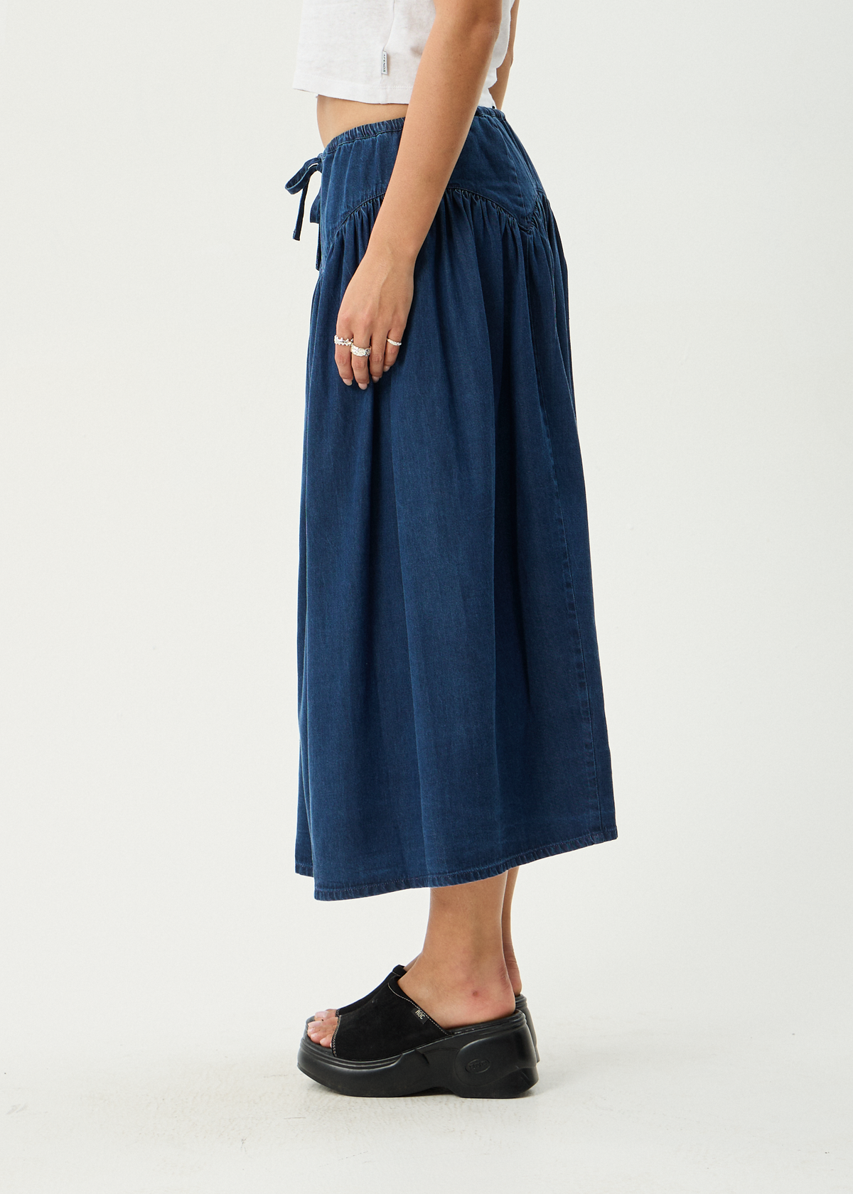 AFENDS Womens Palmer - Midi Skirt - Ink