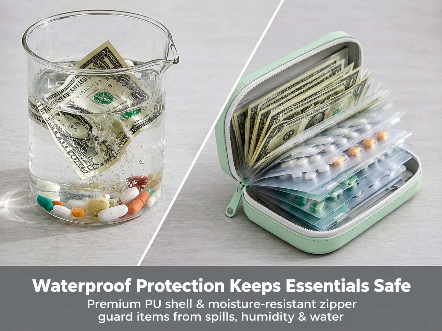 Travel Pill Organizer Case | Color-Coded Reusable Medication Pouches