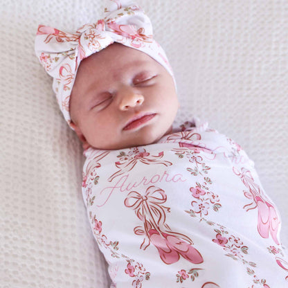 Ballet Blossoms Personalized Swaddle Blanket