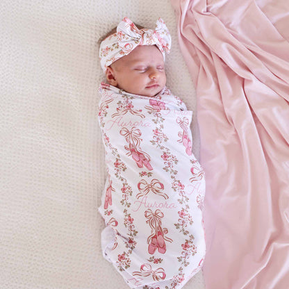 Ballet Blossoms Personalized Swaddle Blanket