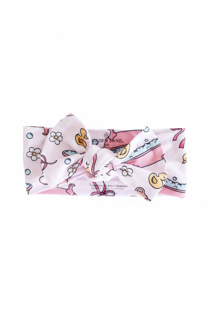 Bathtime Besties Knit Large Bow Headwrap | Pink