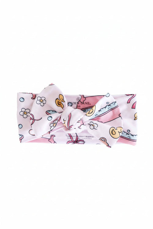 Bathtime Besties Knit Large Bow Headwrap | Pink