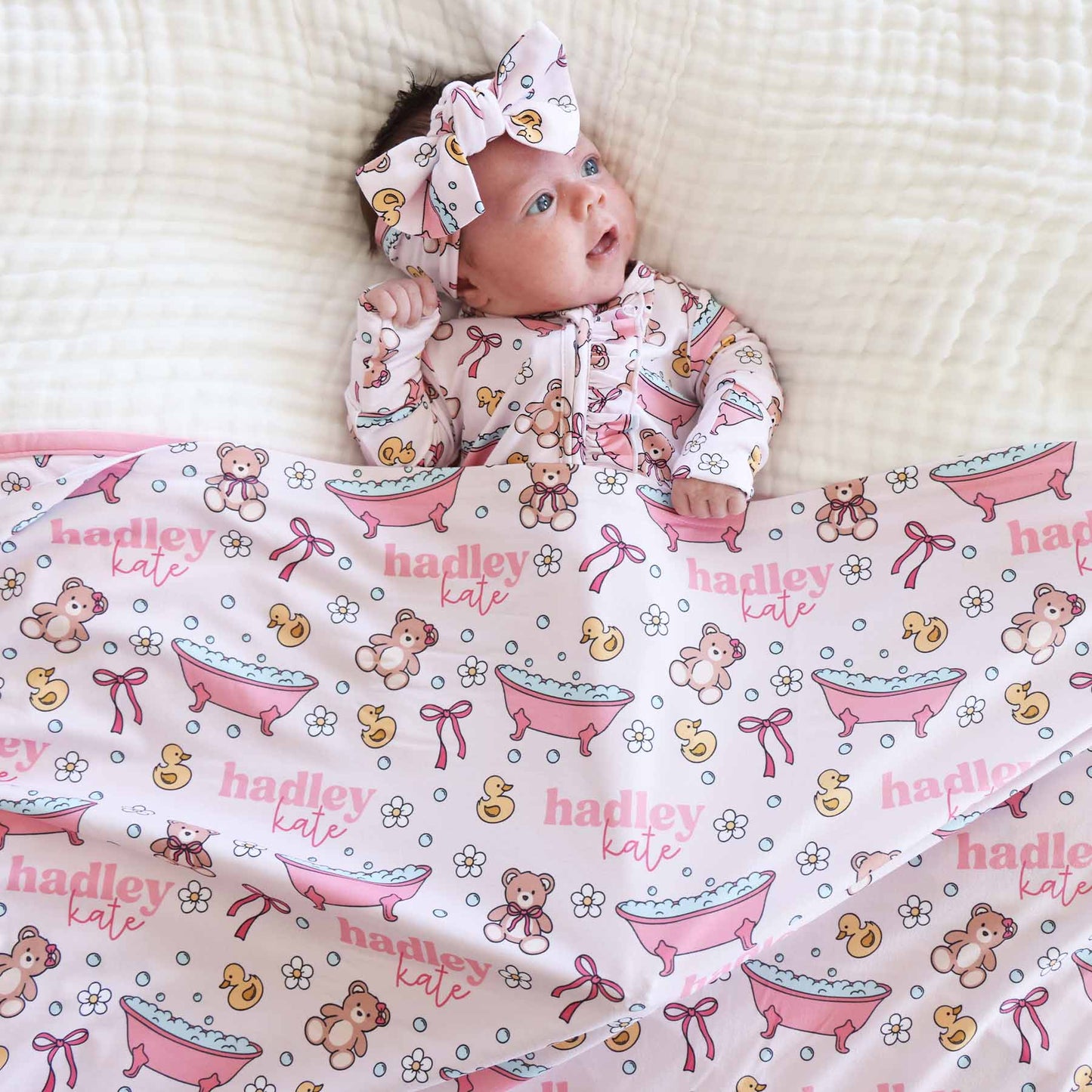 Bathtime Besties Knit Large Bow Headwrap | Pink