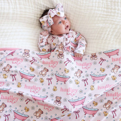 Bathtime Besties Knit Large Bow Headwrap | Pink