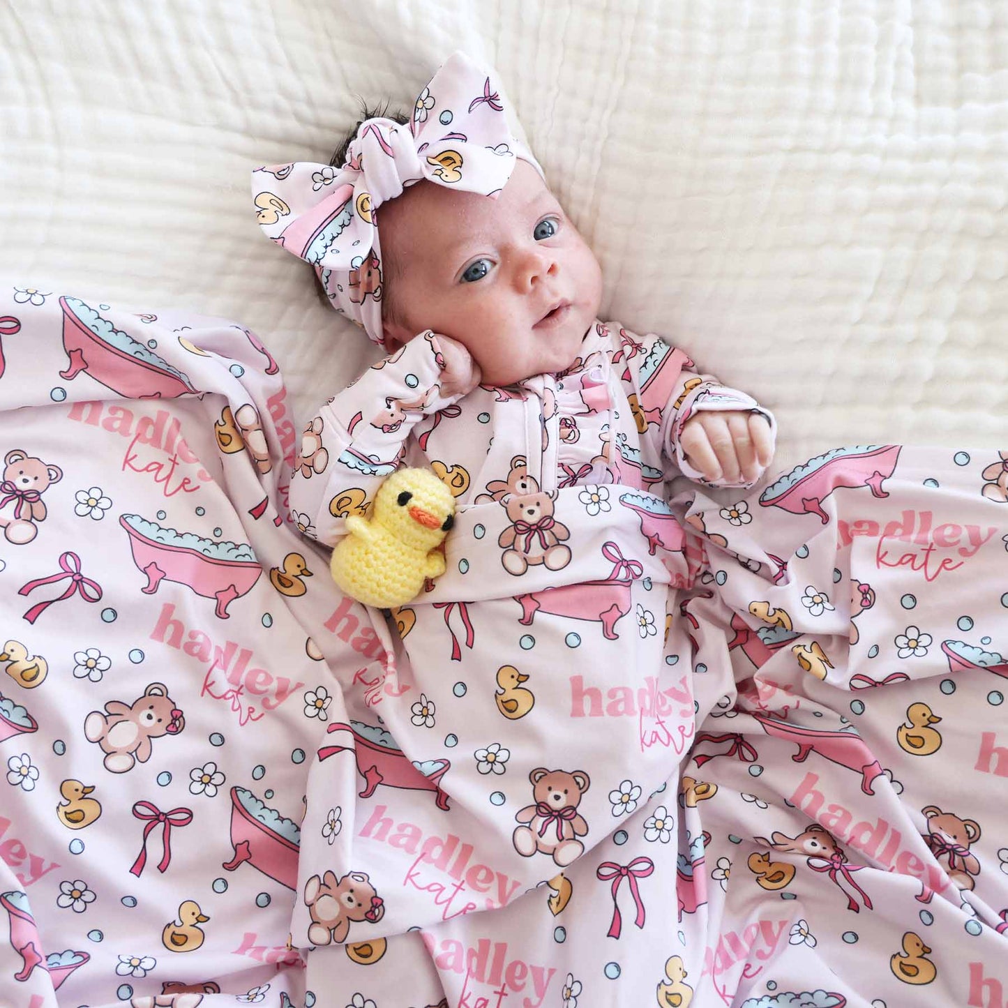Bathtime Besties Knit Large Bow Headwrap | Pink
