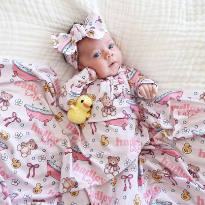 Bathtime Besties Knit Large Bow Headwrap | Pink