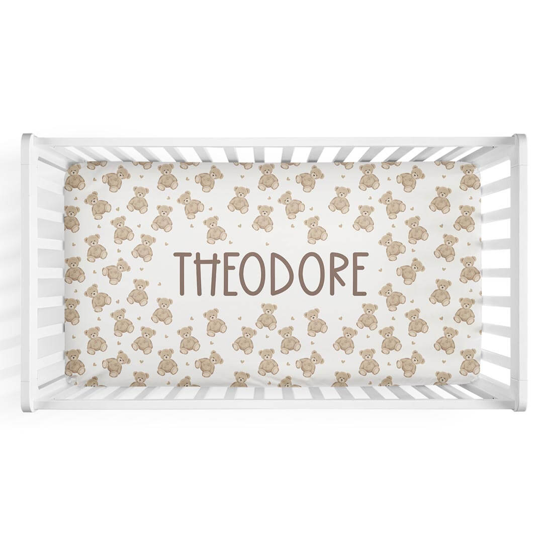 Beary Sweet Personalized Crib Sheet