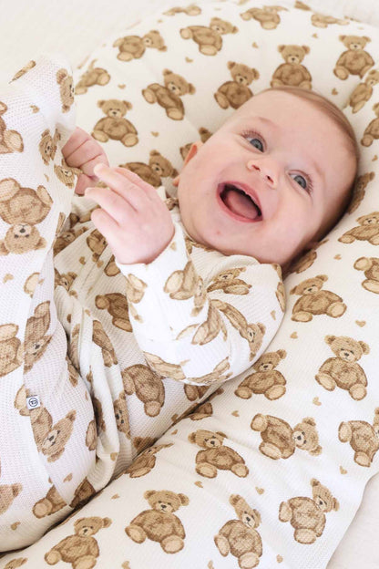Beary Sweet Bamboo Waffle Zipper Footie