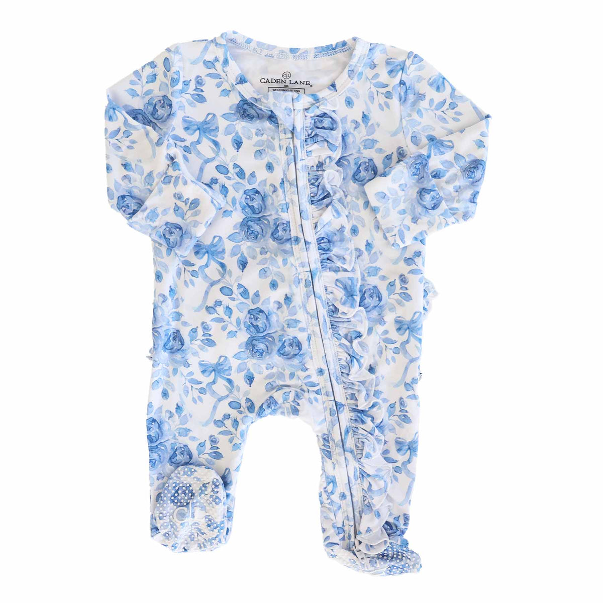 Betsy's Blooms Ruffle Zipper Footie
