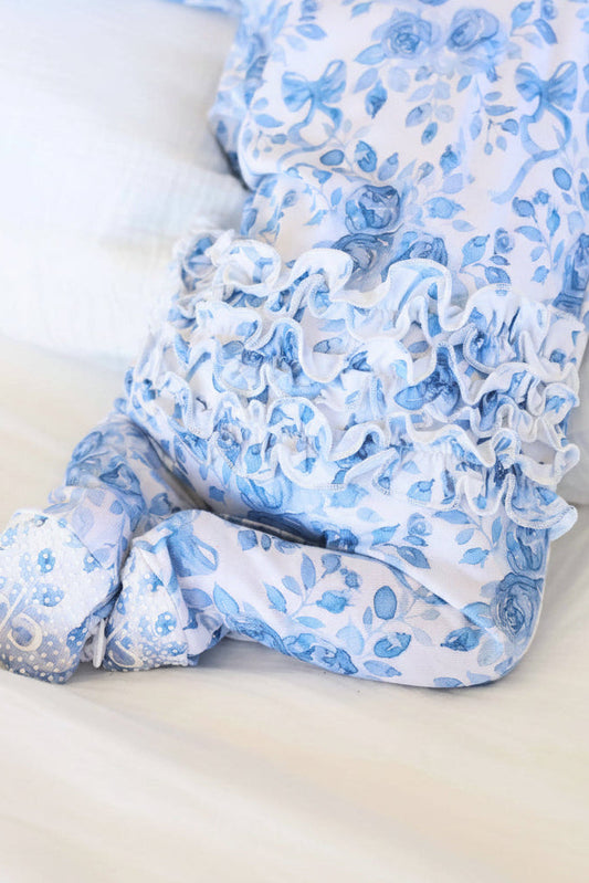 Betsy's Blooms Ruffle Zipper Footie
