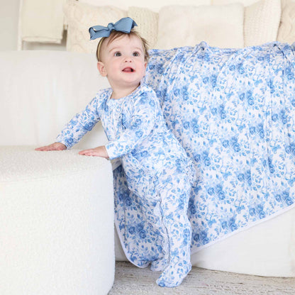 Betsy's Blooms Ruffle Zipper Footie
