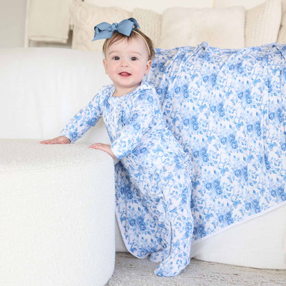 Betsy's Blooms Ruffle Zipper Footie