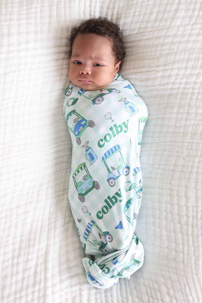 Birdie Babes Personalized Swaddle Blanket | Green