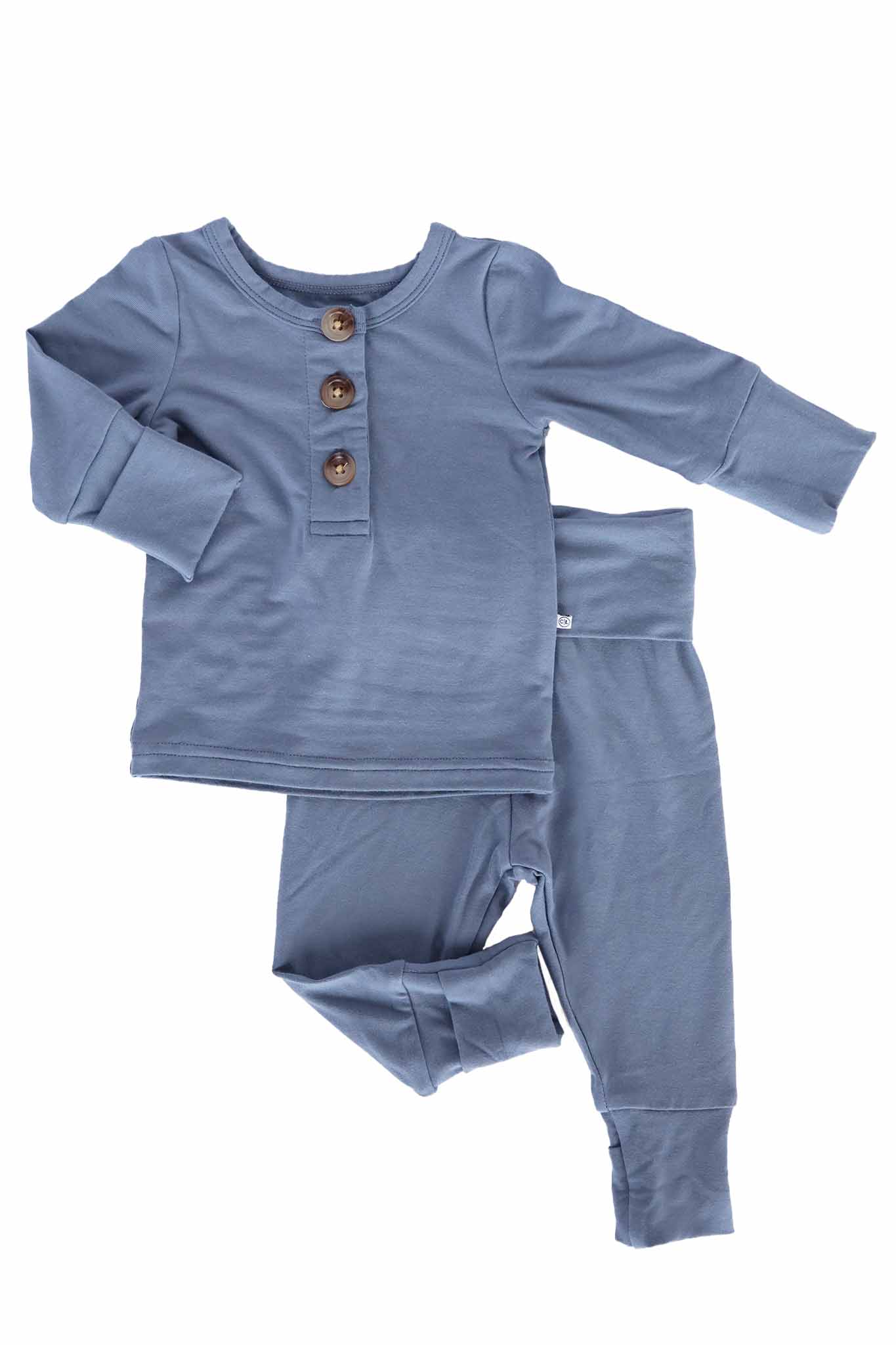 2pc Bamboo Button Top & Bottom | Blue Jean