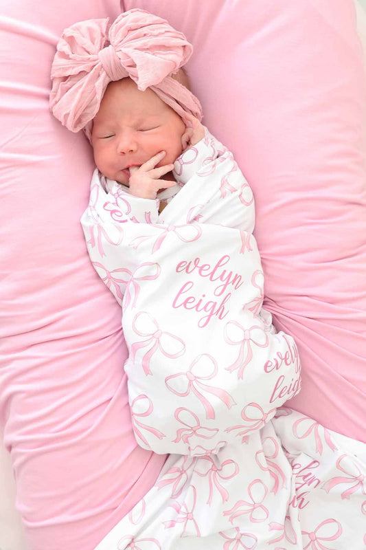Blushing Bows Personalized Swaddle Blanket