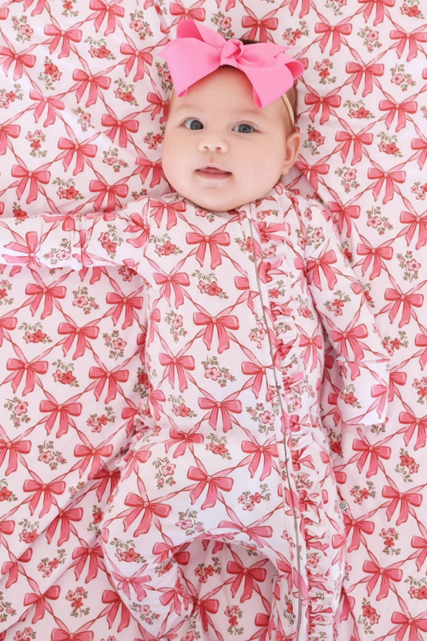 Bow Besties Ruffle Zipper Footie