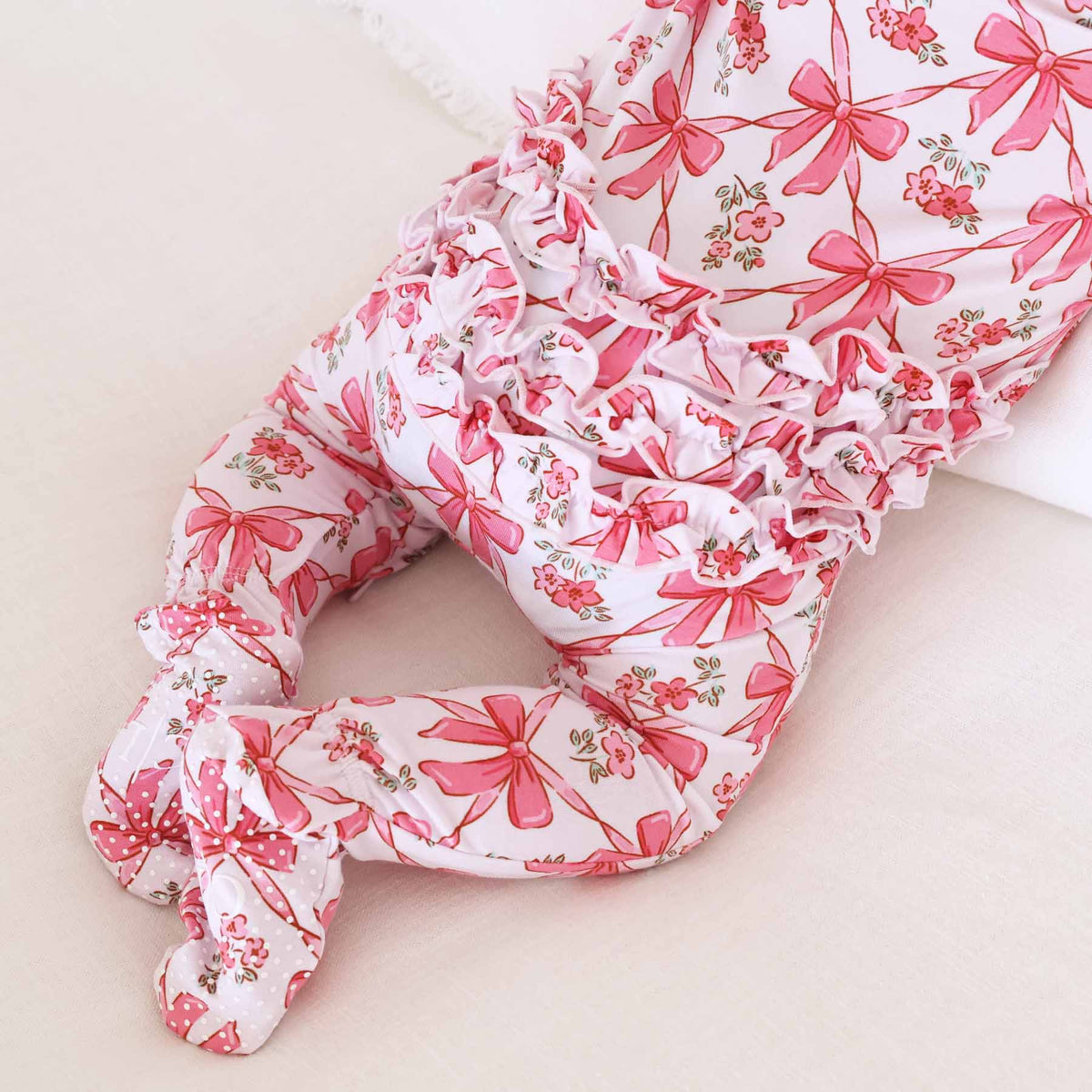 Bow Besties Ruffle Zipper Footie