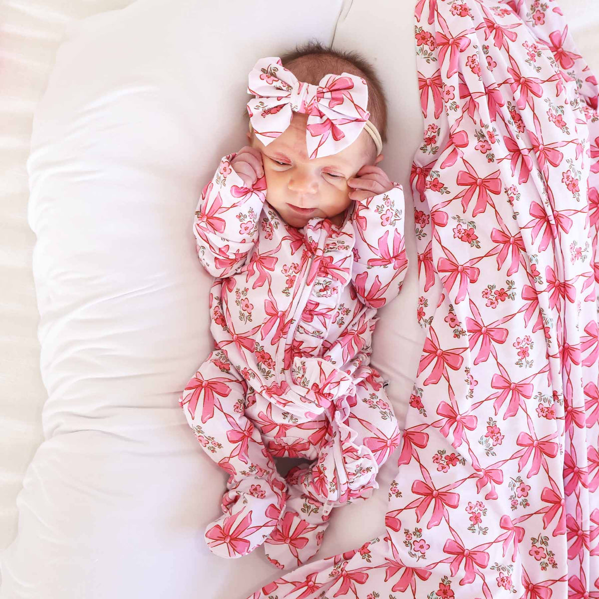 Bow Besties Ruffle Zipper Footie