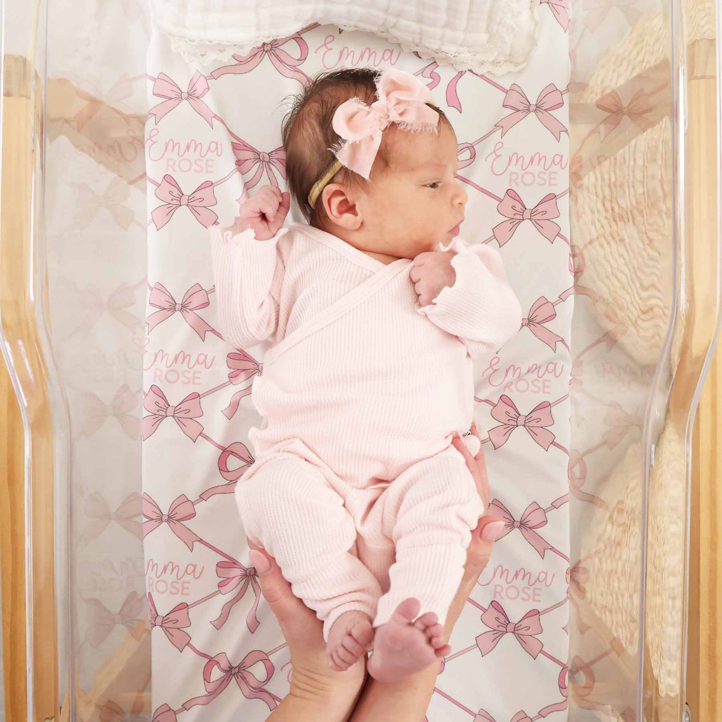 Baby Bows Personalized Swaddle Blanket