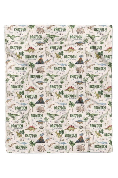 Dino Tracks Personalized Kids Blanket