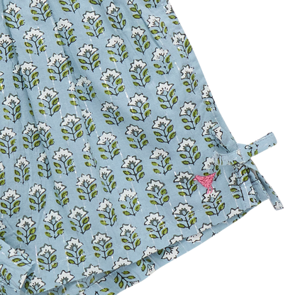Girls Jules Short - Blue Prairie Block Print