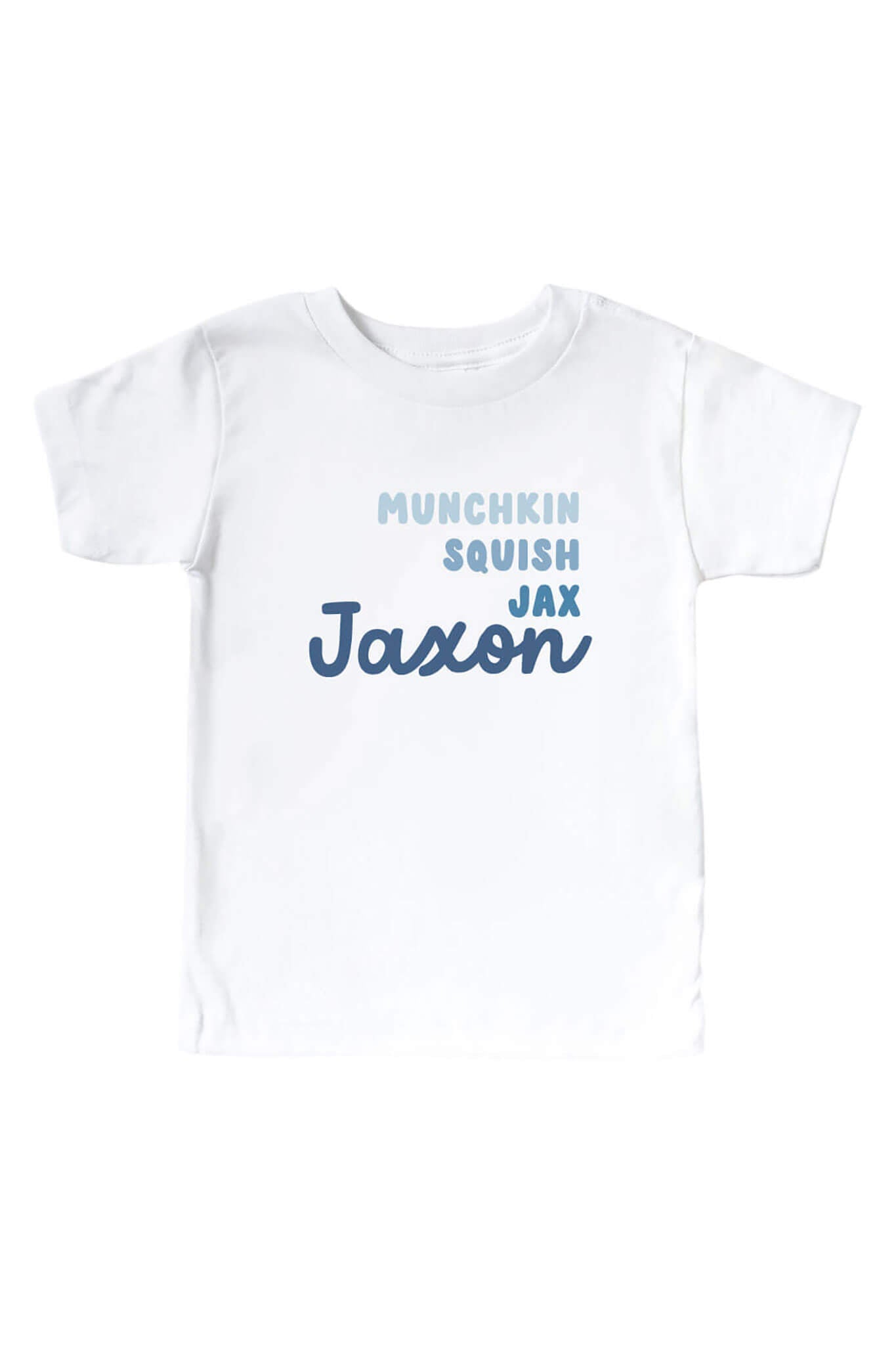 Personalized Dusty Blue Nickname Kids Graphic Tee | White