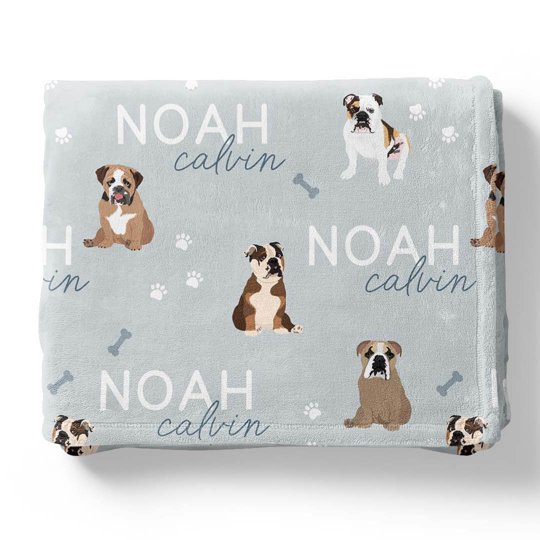 Personalized Kids Blanket | English Bulldog