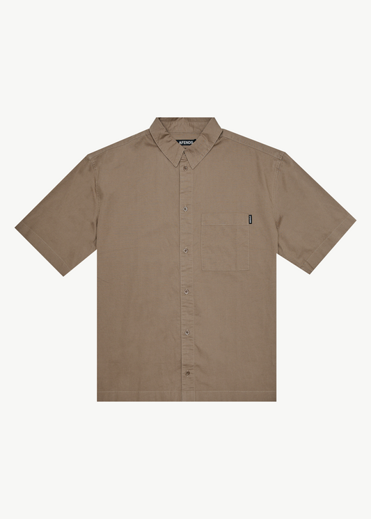 AFENDS Mens Everyday - Short Sleeve Shirt - Fossil
