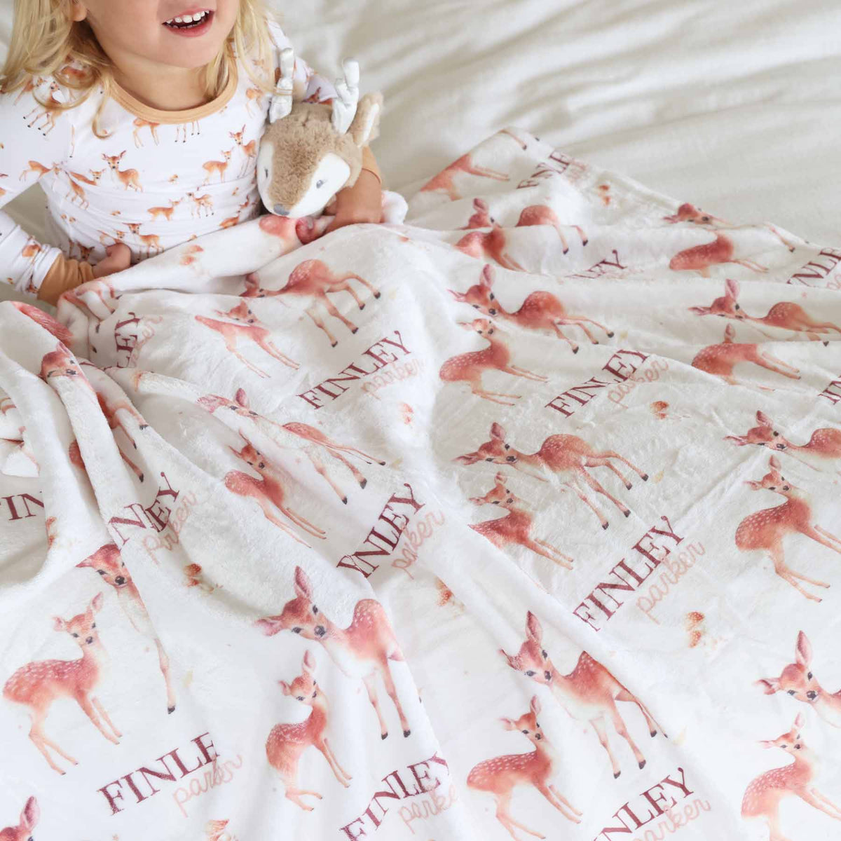 Friendly Fawns Personalized Kids Blanket