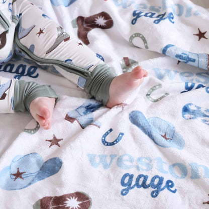 Boot Scootin' Personalized Kids Blanket